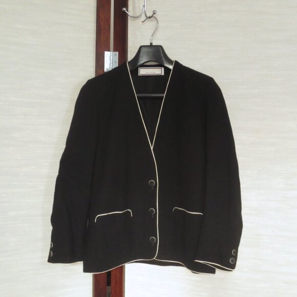 Vintage Made in England Wool Structured Black and Cream Jacket (Modified) - Picture 7 of 7